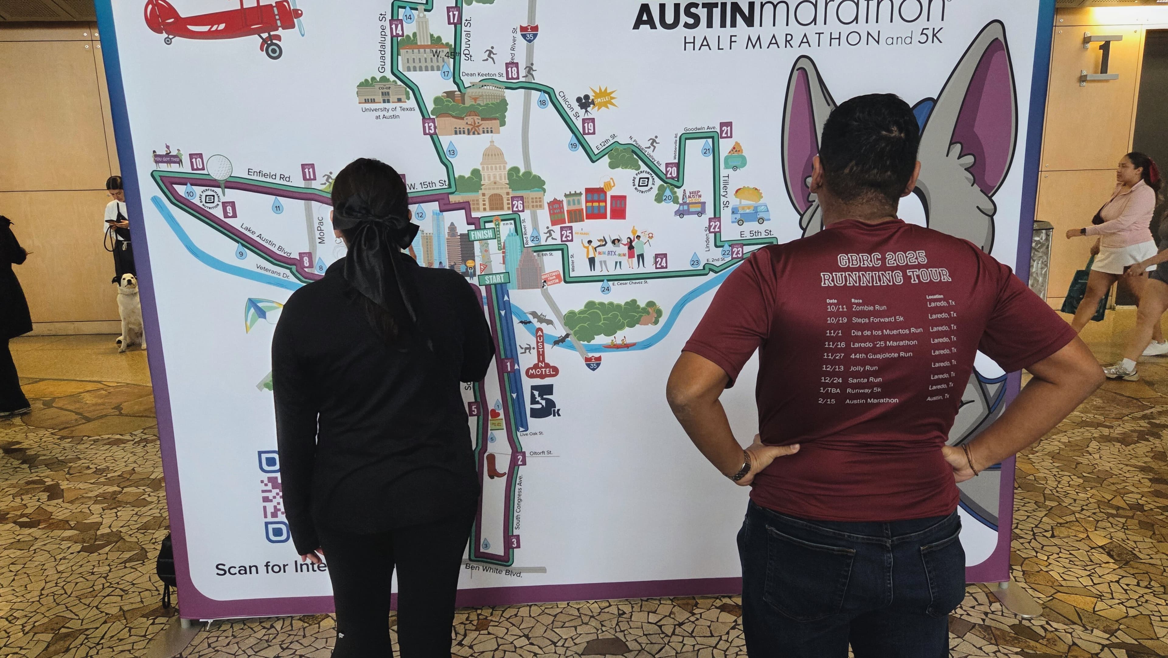 Johny looking at the Austin Marathon map