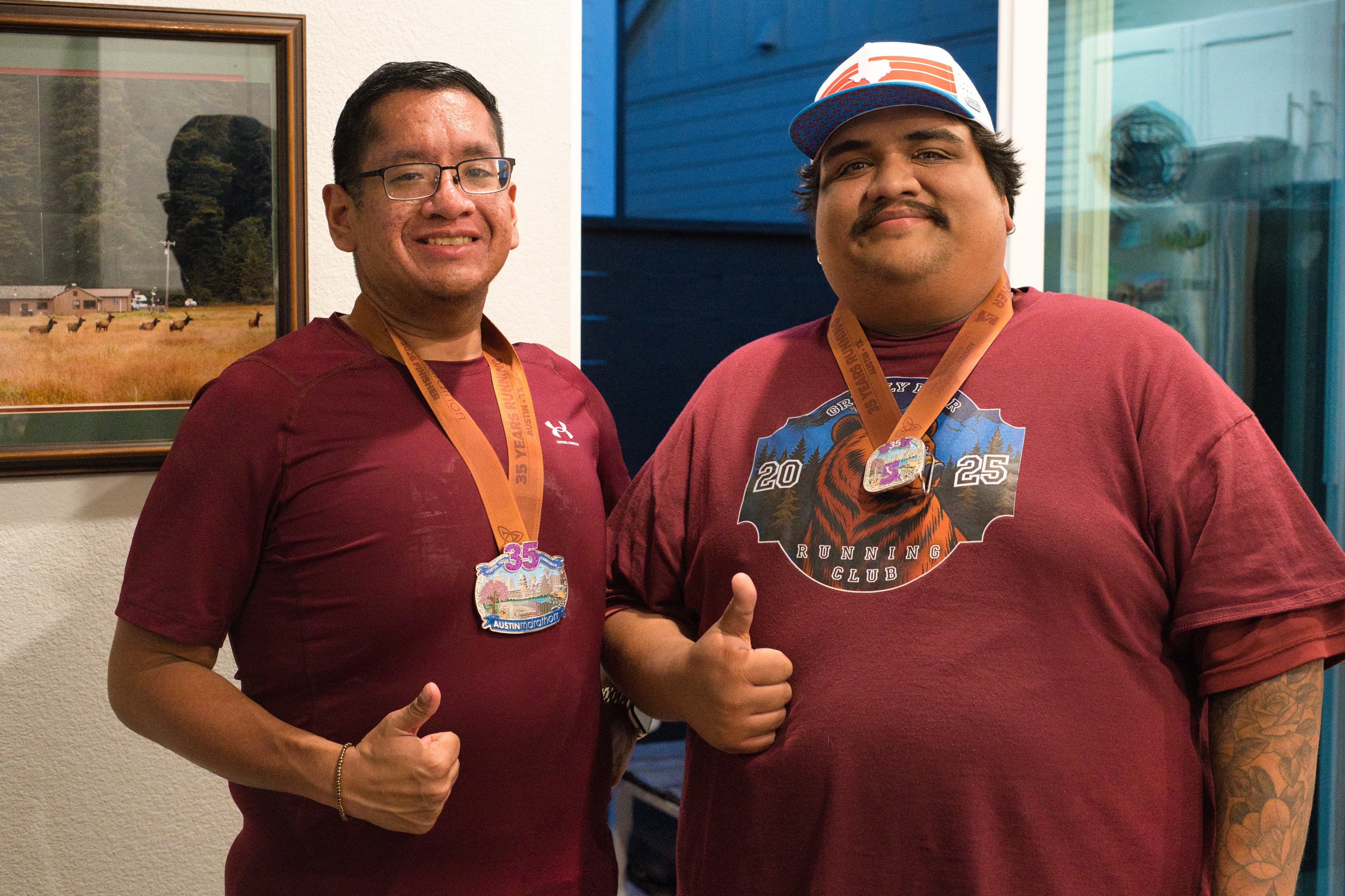 Team photo with medals at Austin Marathon